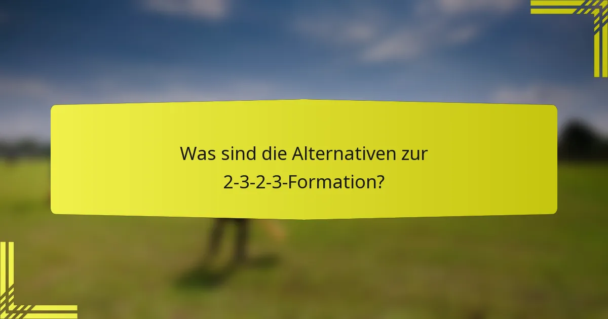 Was sind die Alternativen zur 2-3-2-3-Formation?