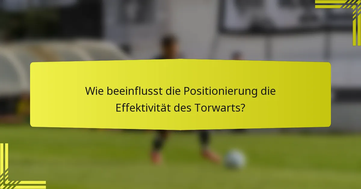 Wie beeinflusst die Positionierung die Effektivität des Torwarts?