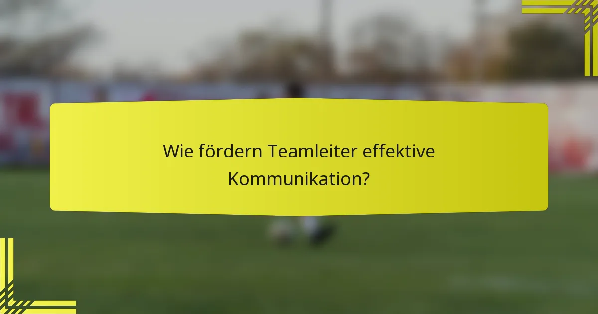 Wie fördern Teamleiter effektive Kommunikation?